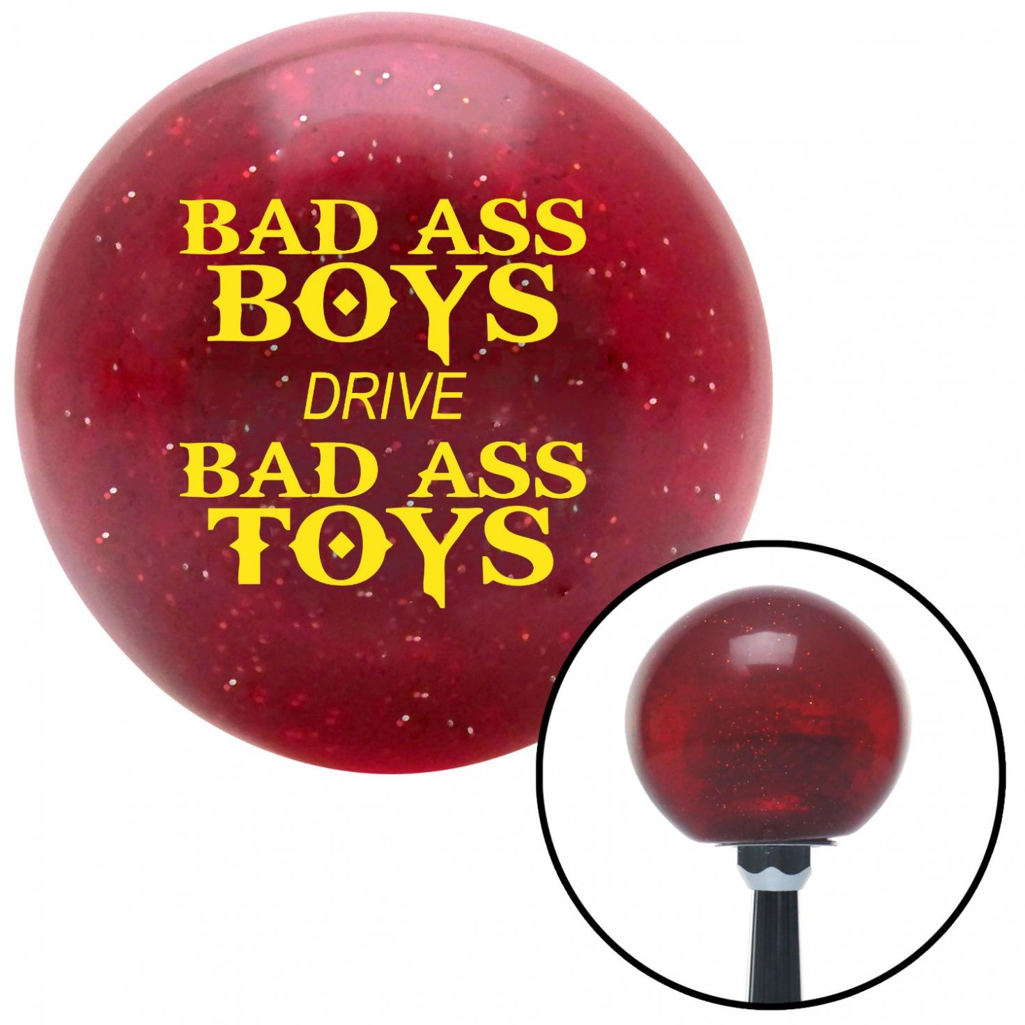 Yellow Bad Ass Boys Drive Bad Ass Toys Red Metal Flake Shift Knob M16x1